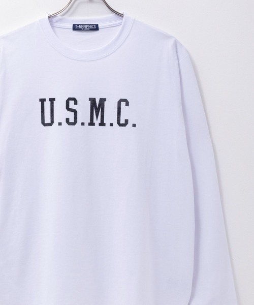 Mac-House(マックハウス)の「T-GRAPHICS ミリタリープリント長袖Tシャツ(Tシャツ/カットソー・メンズ・ホワイト/グレー系/ブラック/ネイビー・S/XL/L/M)」の2枚目の写真