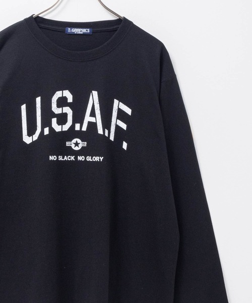 Mac-House(マックハウス)の「T-GRAPHICS ミリタリープリント長袖Tシャツ(Tシャツ/カットソー・メンズ・ホワイト/グレー系/ブラック/ネイビー・S/XL/L/M)」の1枚目の写真