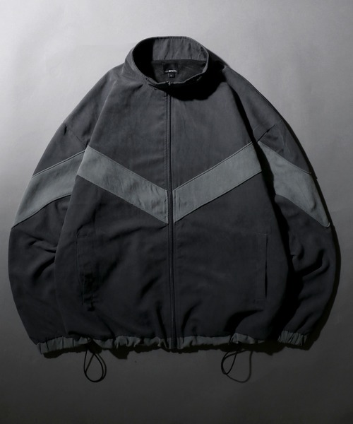 【セール】V Line Color Switching Military Track Jacket/Vライン 配色切替 ミリタリー ナイロン トラックジャケット ブルゾン（ナイロンジャケット）｜SITRY（シトリー）