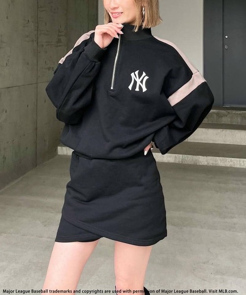 BACK TO THE FIELD(バック トゥー ザ フィールド)の「【MLB】配色ドルマンハーフZIPワンピース(ワンピース・レディース・ライトグレー/ブラック/ブルー・FREE)」の6枚目の写真