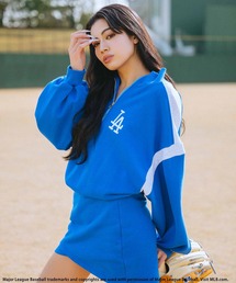 【MLB】配色ドルマンハーフZIPワンピース