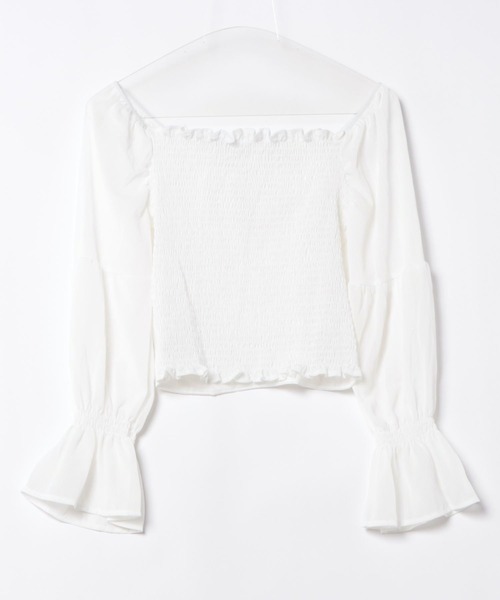 Nia(ニア)の「Nia(ニア)/シースルーボリュームフリルブラウス(シャツ/ブラウス・レディース・ホワイト/ピンク・SMALL/LARGE/MEDIUM)」の14枚目の写真