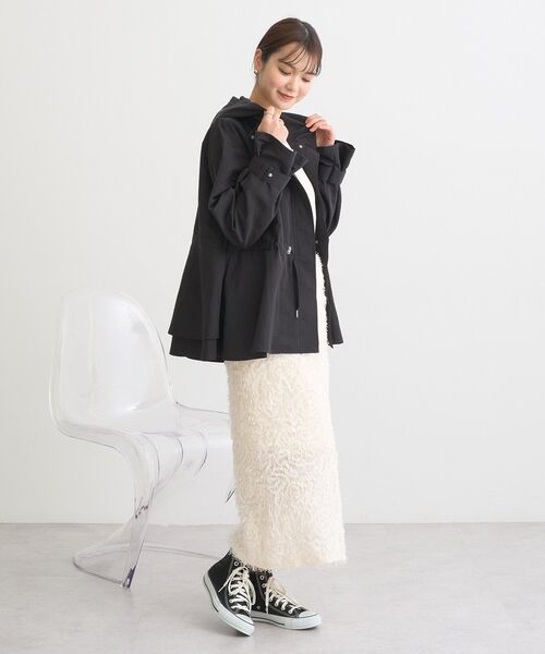 earth music&ecology(アースミュージックアンドエコロジー)の「ドロストペプラムマウンテンパーカー(マウンテンパーカー・レディース・アイボリー/グレイッシュベージュ/ブラック・FREE)」の18枚目の写真