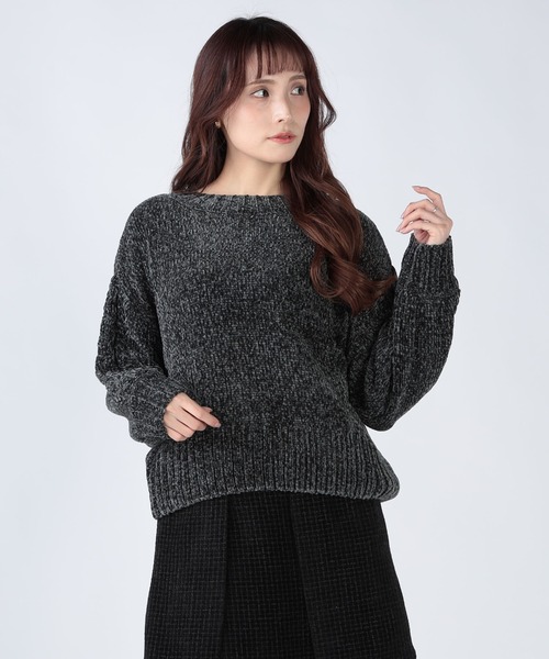 CECIL McBEE(セシルマクビー)の「前後2WAYモールケーブル網プルオーバー(ニット/セーター・レディース・サックスブルー/チャコールグレー・MEDIUM)」の4枚目の写真