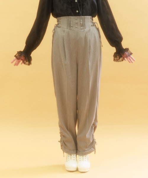 axes femme（アクシーズファム）の「ハイウエストストライプパンツ（その他パンツ・レディース・グレー/ネイビー・FREE）」の2枚目の写真