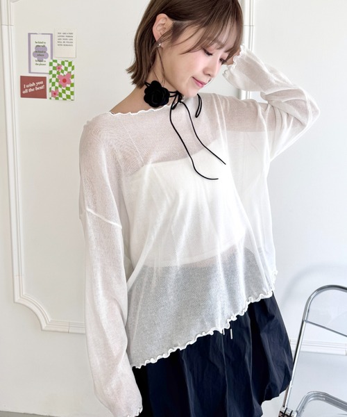 SOLLON.（ソルロン）の「メロウシアートップス（Tシャツ/カットソー・レディース・ブラック/ホワイト/ブルー/ピンク・FREE）」の8枚目の写真