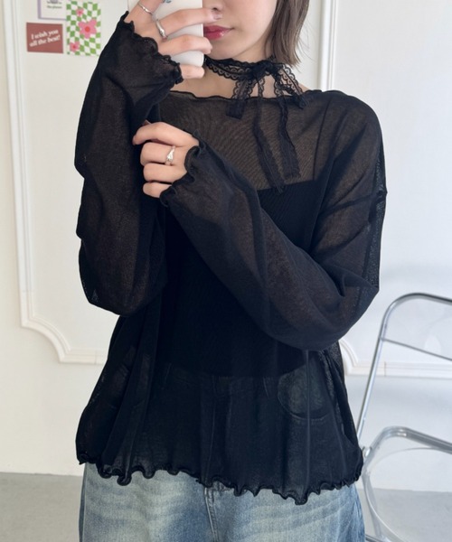 SOLLON.（ソルロン）の「メロウシアートップス（Tシャツ/カットソー・レディース・ブラック/ホワイト/ブルー/ピンク・FREE）」の12枚目の写真