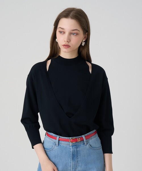 ANAYI(アナイ)の「ハイネックレイヤー プルオーバー(ニット/セーター・レディース・ブラック/オフホワイト/ベージュ・38/36)」の3枚目の写真