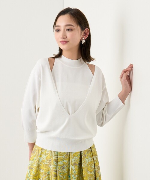 ANAYI(アナイ)の「ハイネックレイヤー プルオーバー(ニット/セーター・レディース・ブラック/オフホワイト/ベージュ・38/36)」の10枚目の写真