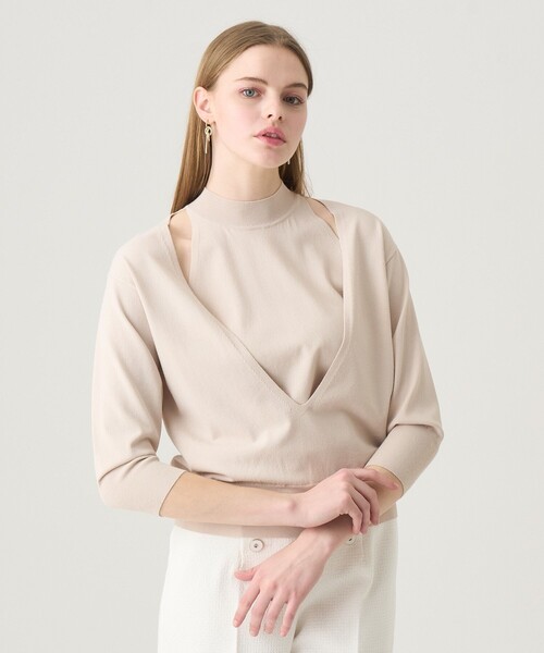 ANAYI(アナイ)の「ハイネックレイヤー プルオーバー(ニット/セーター・レディース・ブラック/オフホワイト/ベージュ・38/36)」の13枚目の写真