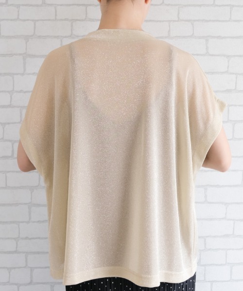 aquagarage(アクアガレージ)の「ラメフレンチスリーブカットソー(Tシャツ/カットソー・レディース・ラベンダー/ベージュ系その他・M)」の4枚目の写真