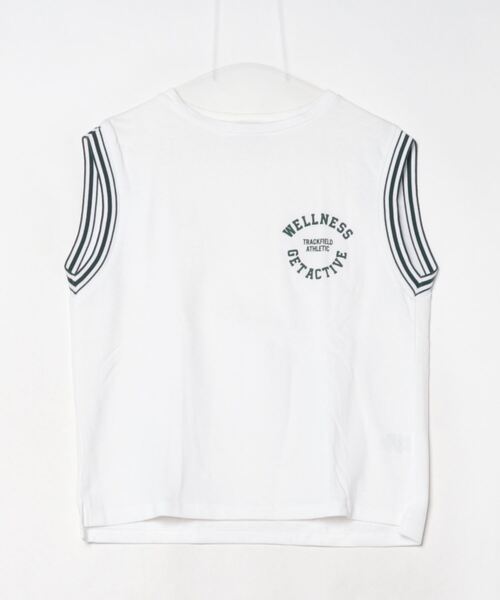 RITA(リタ)の「RITA / リタ LINE NO-SLEEVE POLO CUT ポロデザイン ノースリーブTシャツ(Tシャツ/カットソー・レディース・ホワイト・FREE)」の1枚目の写真