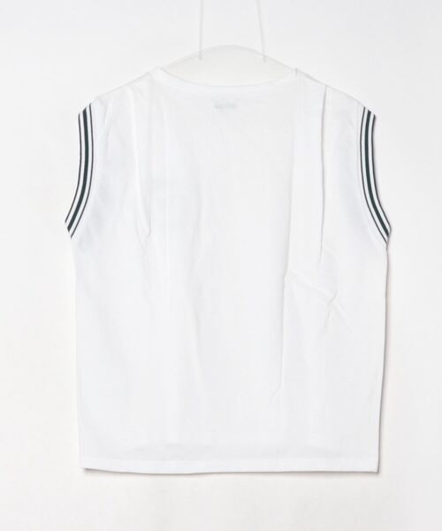 RITA(リタ)の「RITA / リタ LINE NO-SLEEVE POLO CUT ポロデザイン ノースリーブTシャツ(Tシャツ/カットソー・レディース・ホワイト・FREE)」の2枚目の写真
