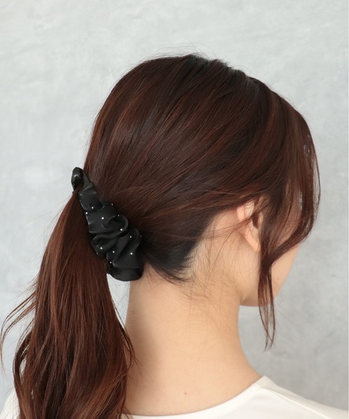 ドットストーンシフォンバナナクリップ（バレッタ/ヘアクリップ