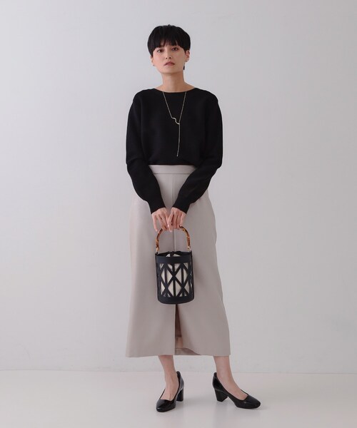 OPAQUE.CLIP(オペークドットクリップ)の「【2WAY】バンブーハンドルデザインショルダーバッグ(ハンドバッグ・レディース・アイボリー/ブラック・00)」の8枚目の写真