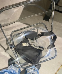 ISOOK | ミニケース付きチェーンショルダーバッグ(kiharu select)/ポーチ付き ナイロンライク 斜め掛け メッセンジャーバッグ ボディバッグ ハンドバッグ 黒 ブラック(ショルダーバッグ)