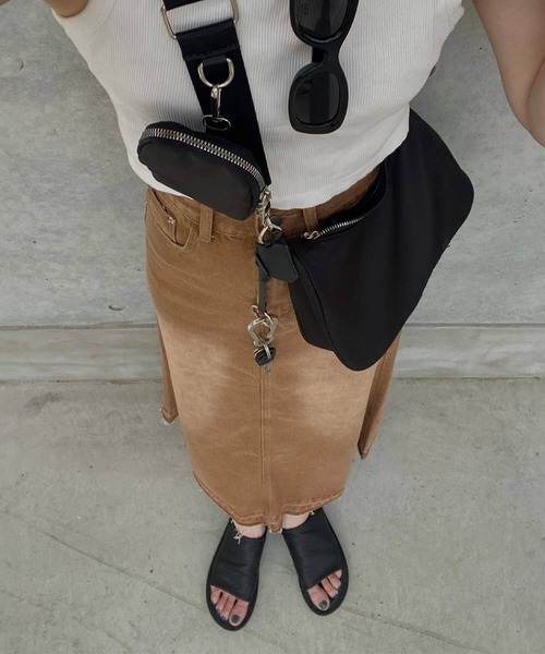 ISOOK（アイスー）の「ミニケース付きチェーンショルダーバッグ(kiharu select)/ポーチ付き ナイロンライク 斜め掛け メッセンジャーバッグ ボディバッグ ハンドバッグ 黒 ブラック（ショルダーバッグ・レディース・ブラック・FREE）」の12枚目の写真