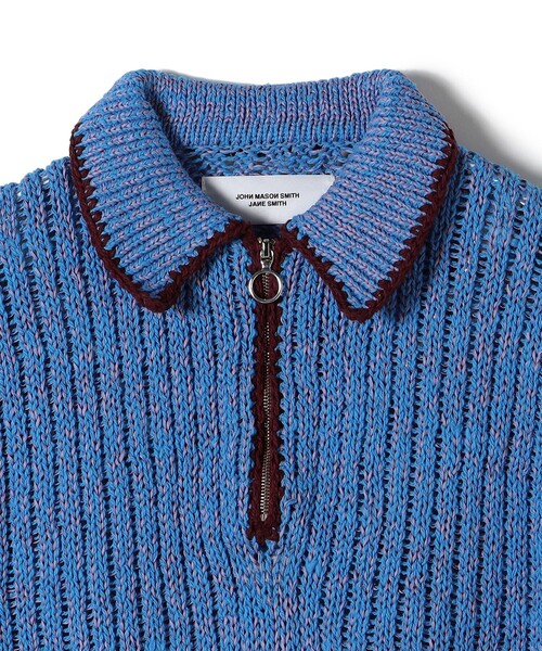 JANESMITH（ジェーンスミス）の「JANE SMITH:3G ハーフ ジップ ポロ ニット（ニット/セーター・レディース・ブルー・ONE SIZE）」の3枚目の写真