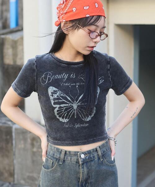 WEGO（ウィゴー）の「WEGO/ヴィンテージウォッシュグラフィックリブT（Tシャツ/カットソー・レディース・その他2/その他3/その他4/その他1/ブラック/ホワイト/その他5/その他6・FREE）」の4枚目の写真