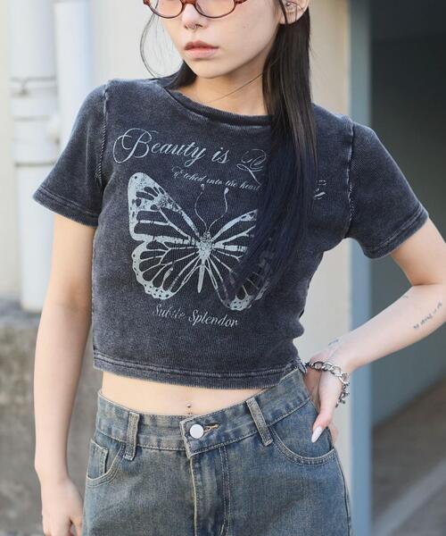 WEGO（ウィゴー）の「WEGO/ヴィンテージウォッシュグラフィックリブT（Tシャツ/カットソー・レディース・その他2/その他3/その他4/その他1/ブラック/ホワイト/その他5/その他6・FREE）」の13枚目の写真