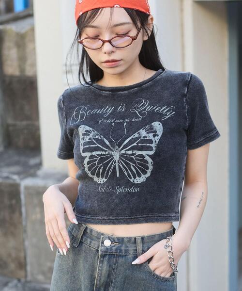 WEGO（ウィゴー）の「WEGO/ヴィンテージウォッシュグラフィックリブT（Tシャツ/カットソー・レディース・その他2/その他3/その他4/その他1/ブラック/ホワイト/その他5/その他6・FREE）」の15枚目の写真