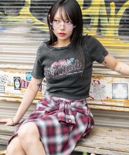 WEGO（ウィゴー）の「WEGO/ヴィンテージウォッシュグラフィックリブT（Tシャツ/カットソー・レディース・その他2/その他3/その他4/その他1/ブラック/ホワイト/その他5/その他6・FREE）」の8枚目の写真