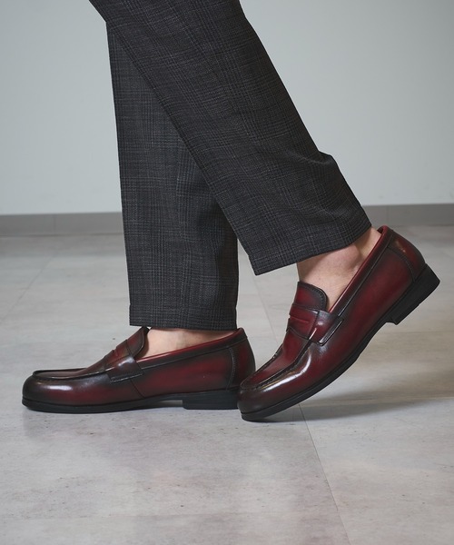 TETE HOMME（テットオム）の「かぶき染め コインローファー（ローファー・メンズ・ブラック/ボルドー・MEDIUM/LARGE/X-LARGE/SMALL）」の2枚目の写真