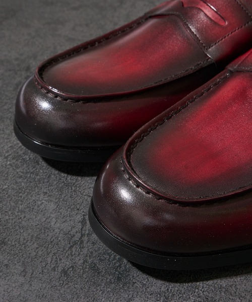 TETE HOMME（テットオム）の「かぶき染め コインローファー（ローファー・メンズ・ブラック/ボルドー・MEDIUM/LARGE/X-LARGE/SMALL）」の6枚目の写真