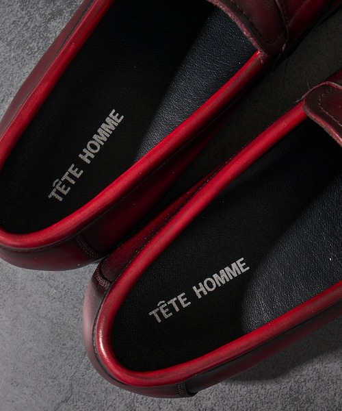 TETE HOMME（テットオム）の「かぶき染め コインローファー（ローファー・メンズ・ブラック/ボルドー・MEDIUM/LARGE/X-LARGE/SMALL）」の9枚目の写真