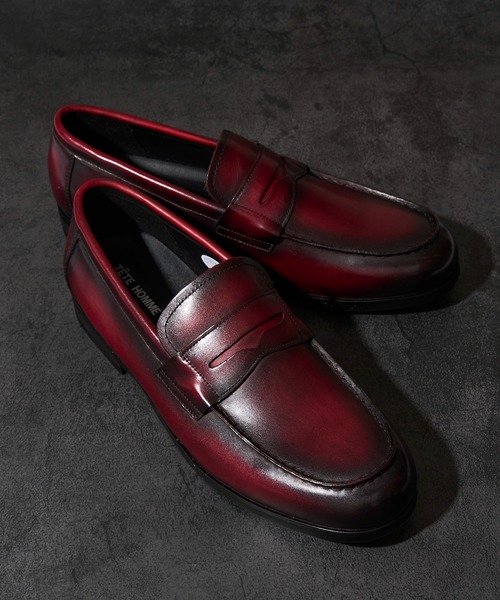 TETE HOMME（テットオム）の「かぶき染め コインローファー（ローファー・メンズ・ブラック/ボルドー・MEDIUM/LARGE/X-LARGE/SMALL）」の11枚目の写真