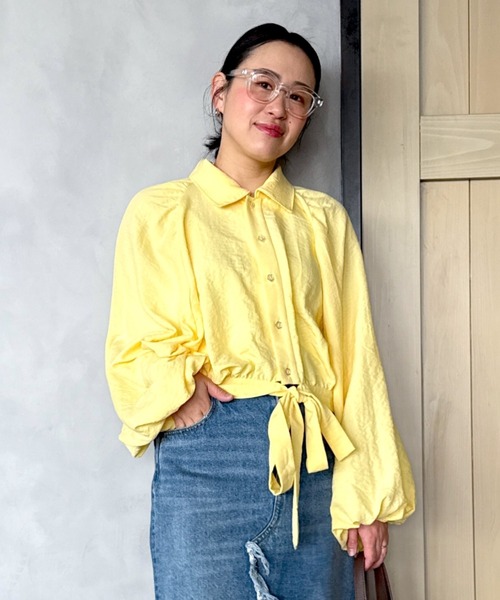 WONDERFUL WORLD ブラウン半袖ブラウス セール】 【洗える】4WAY半袖 ボウブラウス （シャツ・ブラウス