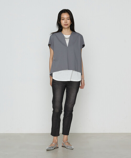 COMME CA(コムサ)の「ヴィンテージデニムリアルプリントハイテンション パンツ(その他パンツ・レディース・ブラック/ネイビー/サックスブルー・7号/9号/11号)」の4枚目の写真