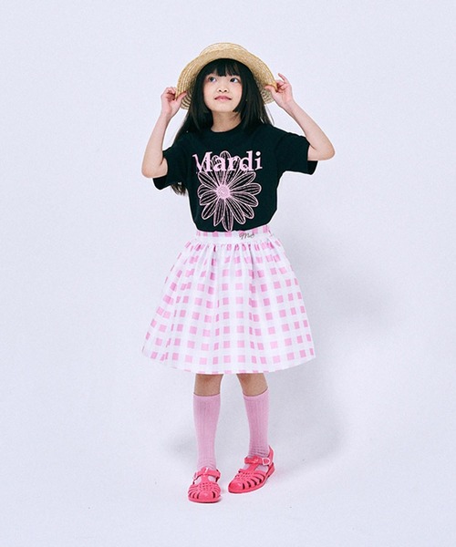 Mardi Mercredi（マルディメクルディ）の「KIDS TSHIRT FLOWERMARDI / キッズ Tシャツ フラワーマルディ（Tシャツ/カットソー・キッズ・レッド/ブラック×ピンク/ネイビー/アイボリー・100cm/110cm/120cm/130cm）」の18枚目の写真
