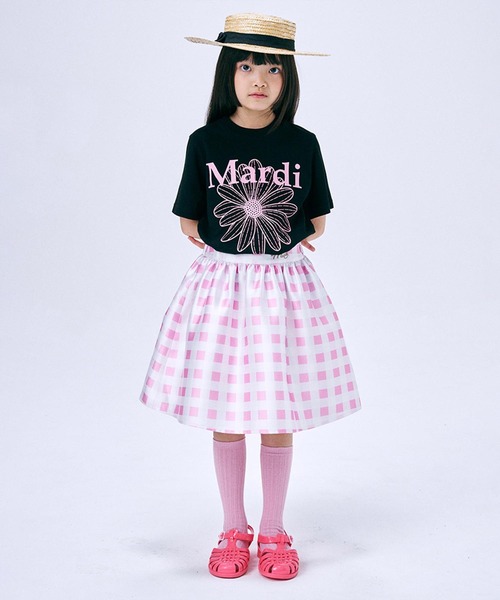 Mardi Mercredi（マルディメクルディ）の「KIDS TSHIRT FLOWERMARDI / キッズ Tシャツ フラワーマルディ（Tシャツ/カットソー・キッズ・レッド/ブラック×ピンク/ネイビー/アイボリー・100cm/110cm/120cm/130cm）」の19枚目の写真