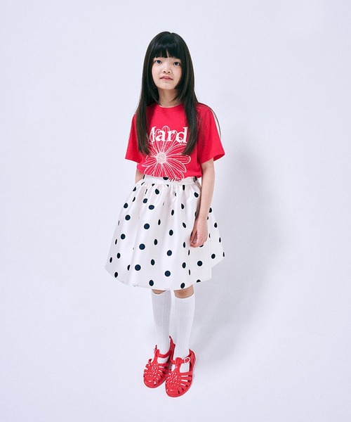 Mardi Mercredi（マルディメクルディ）の「KIDS TSHIRT FLOWERMARDI / キッズ Tシャツ フラワーマルディ（Tシャツ/カットソー・キッズ・レッド/ブラック×ピンク/ネイビー/アイボリー・100cm/110cm/120cm/130cm）」の7枚目の写真