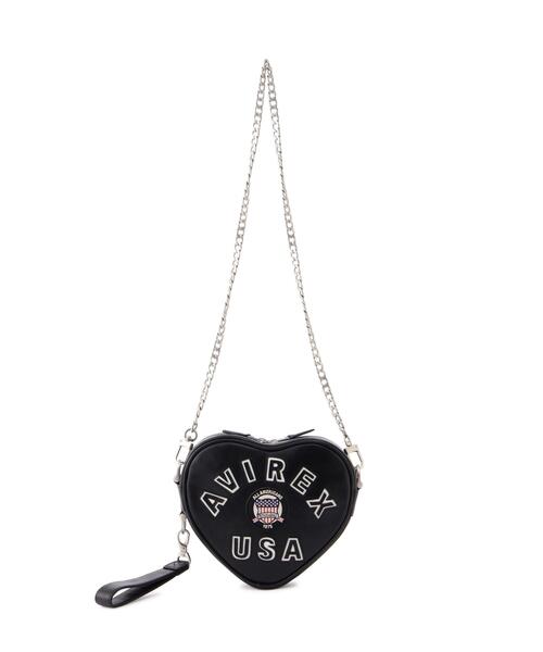 AVIREX(アヴィレックス)の「《直営店限定》VARSITY HEART CHAIN BAG/バーシティーハートチェーンバッグ(ショルダーバッグ・レディース・ピンク/ブラック/レッド・F)」の10枚目の写真