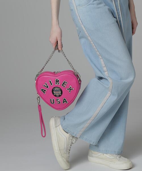 AVIREX(アヴィレックス)の「《直営店限定》VARSITY HEART CHAIN BAG/バーシティーハートチェーンバッグ(ショルダーバッグ・レディース・ピンク/ブラック/レッド・F)」の20枚目の写真