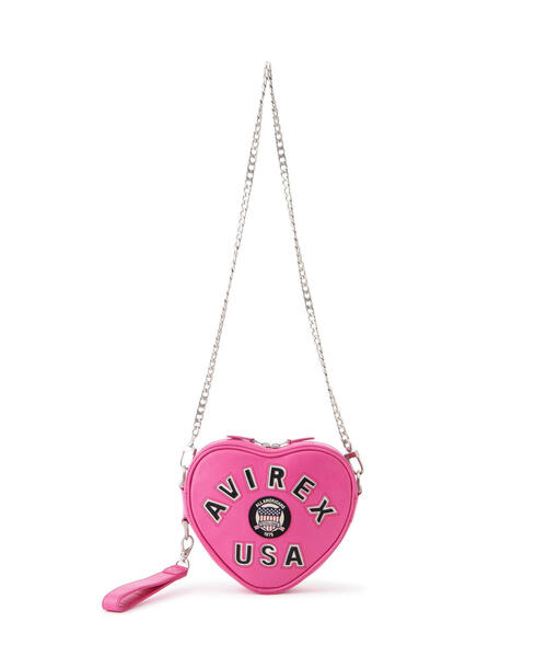 アヴィレックス　 ハート型　バーシティーハートチェーンバッグ 直営店限定》VARSITY HEART CHAIN BAG/バーシティーハートチェーン