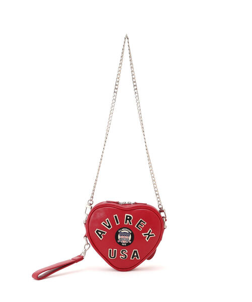 アヴィレックス　 ハート型　バーシティーハートチェーンバッグ 直営店限定》VARSITY HEART CHAIN BAG/バーシティーハートチェーン