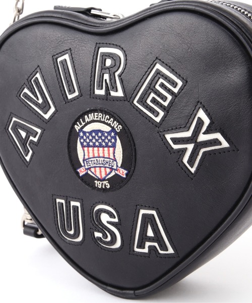 AVIREX（アヴィレックス）の「《直営店限定》VARSITY HEART CHAIN BAG/バーシティーハートチェーンバッグ（ショルダーバッグ・レディース・ピンク/ブラック・F）」の7枚目の写真