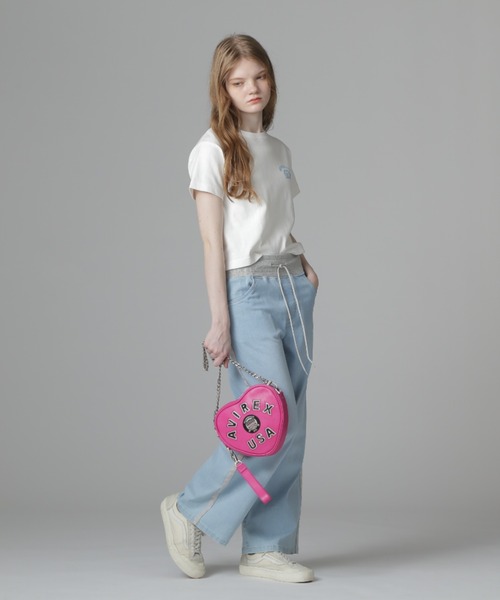 AVIREX（アヴィレックス）の「《直営店限定》VARSITY HEART CHAIN BAG/バーシティーハートチェーンバッグ（ショルダーバッグ・レディース・ピンク/ブラック・F）」の18枚目の写真