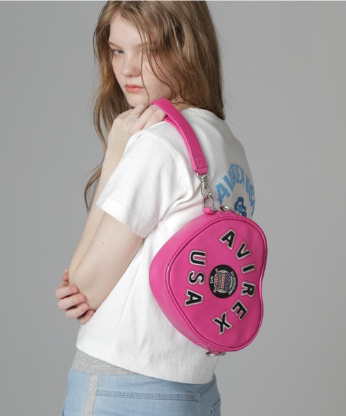AVIREX（アヴィレックス）の「《直営店限定》VARSITY HEART CHAIN BAG/バーシティーハートチェーンバッグ（ショルダーバッグ・レディース・ピンク/ブラック・F）」の20枚目の写真