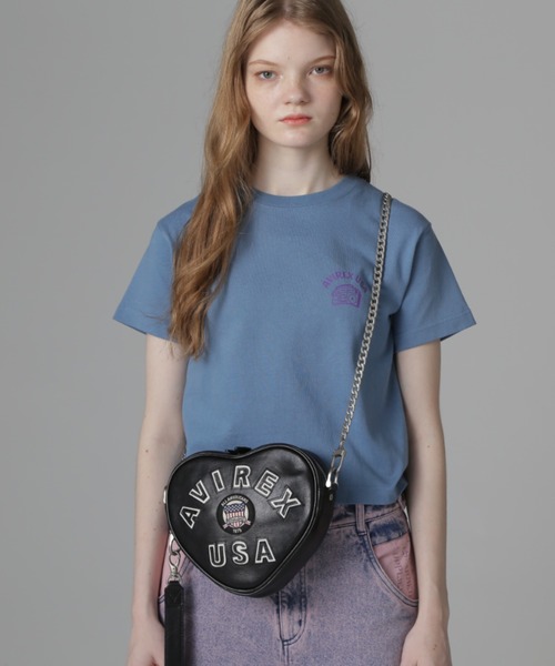 AVIREX（アヴィレックス）の「《直営店限定》VARSITY HEART CHAIN BAG/バーシティーハートチェーンバッグ（ショルダーバッグ・レディース・ピンク/ブラック・F）」の19枚目の写真