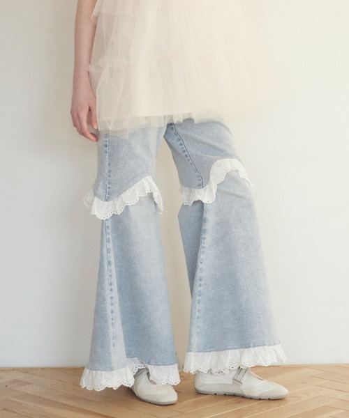 HONEY MI HONEY two-way denim flare pants