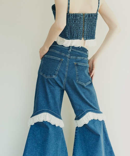 HONEY MI HONEY two-way denim flare pants