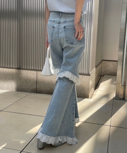 HONEY MI HONEY two-way denim flare pants