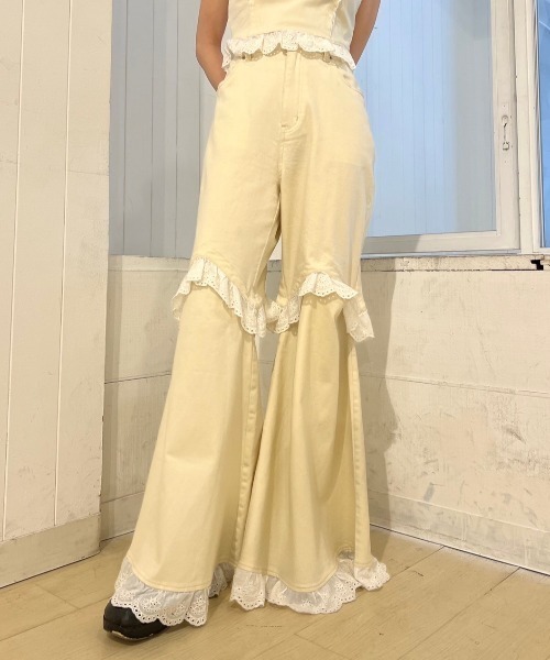 パンツ [Mystephenm] VOL. 2.0 Flare Pants セール】※※ヘムシャーリングギャザーストレッチフレアパンツ