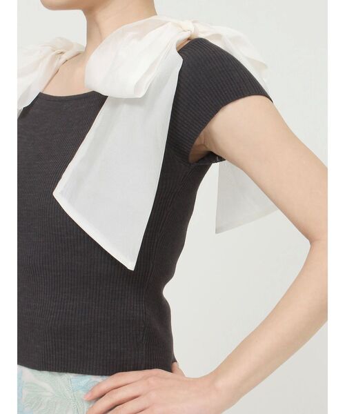 MERCURYDUO（マーキュリーデュオ）の「ショルダーリボンニット（ニット/セーター・レディース・ブラック/チャコールグレー/その他1・FREE）」の12枚目の写真