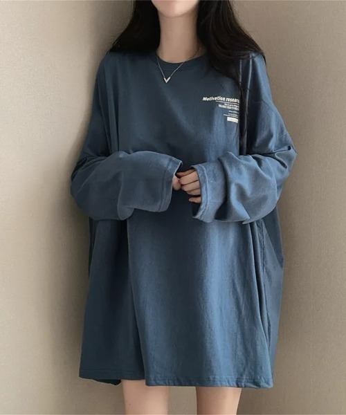 LETee(レティー)の「オーバーサイズ バックプリントロンT(Tシャツ/カットソー・レディース・ブルー/ブラック/ライトグレー/ホワイト・FREE)」の4枚目の写真