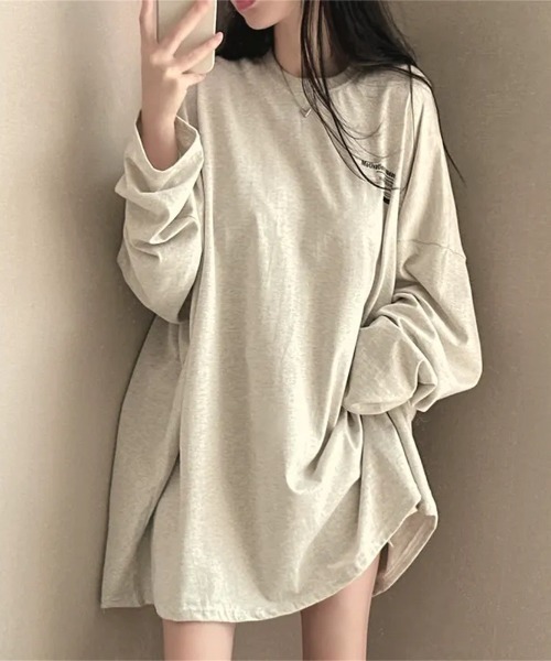 LETee(レティー)の「オーバーサイズ バックプリントロンT(Tシャツ/カットソー・レディース・ブルー/ブラック/ライトグレー/ホワイト・FREE)」の3枚目の写真
